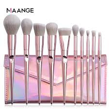 Maange 10pcs Brush Set With Bag (Pink)
